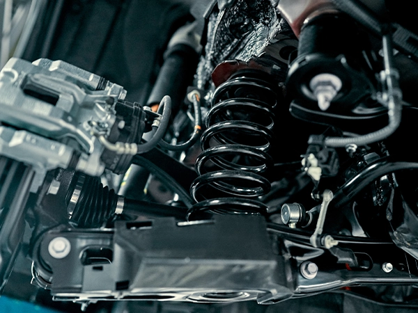 up close of car suspension