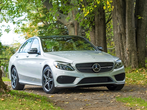 silver mercedes sedan