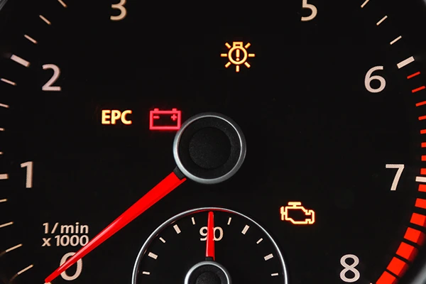 Warning lights on cars dashboard